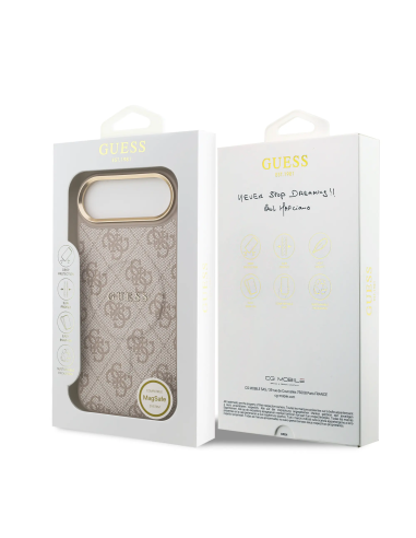 Funda GUESS iPhone 17 Air Polipiel Rosa con MagSafe Logo Clásico
