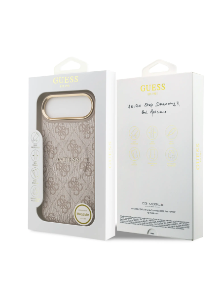 GUESS – Funda iPhone 17 Air en Polipiel Rosa con MagSafe y Logo Clásico