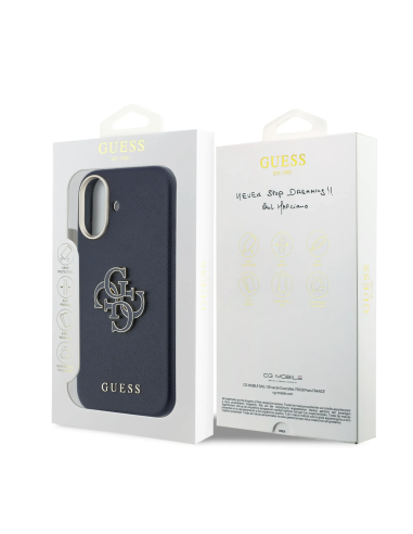 Funda GUESS para iPhone 17 acabado texturizado y logotipo 4G (Azul marino)