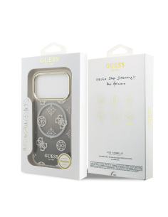 GUESS – Funda iPhone 17 Pro (PC + TPU) con MagSafe Diseño Peonía con Brillos en Color Negro