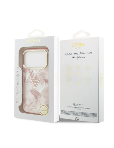 Funda GUESS iPhone 17 Pro Max PC+TPU MagSafe con Estampado Selvático Rosa
