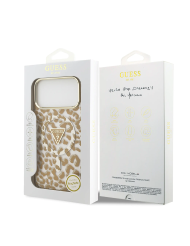 Funda GUESS para iPhone 17 Pro Max/18 Pro Max con MagSafe y estampado de leopardo (Camel)