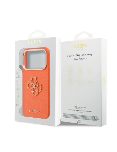 F. 17 Pro Max Efecto Piel Naranja Logo Guess