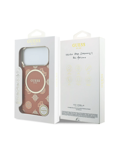 GUESS – Funda iPhone 17 Pro Max Rígida Naranja Multilogo