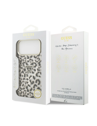 Funda GUESS para iPhone 17 Pro Max/18 Pro Max con MagSafe y estampado de leopardo (Negro)