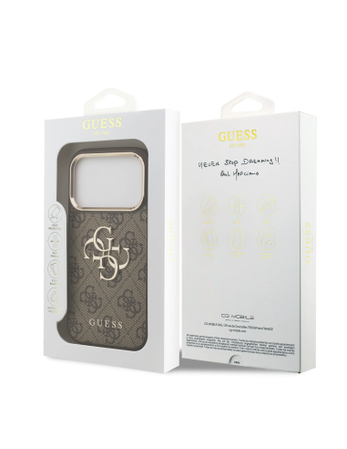 Funda GUESS iPhone 17 Pro Max con Gran Logo Clásico 4G Marrón Dorado