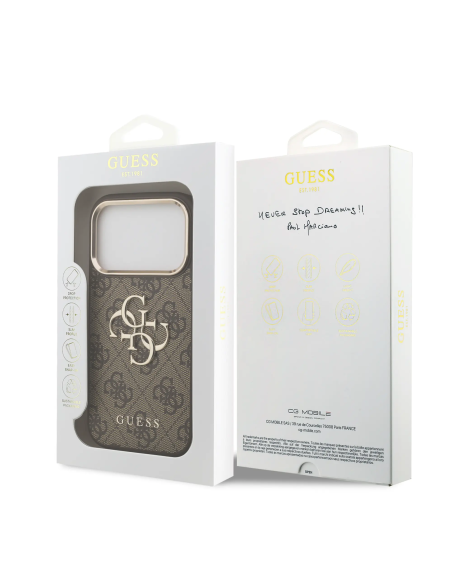 Funda GUESS iPhone 17 Pro Max con Gran Logo Clásico 4G Marrón Dorado