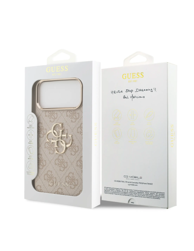 Funda GUESS para iPhone 17 Pro Max/18 Pro Max efecto piel y logotipo 4G (Rosa)