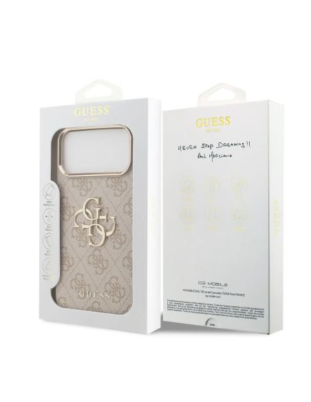 Funda GUESS para iPhone 17 Pro Max/18 Pro Max efecto piel y logotipo 4G (Rosa)