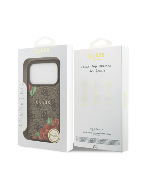 Funda Guess iPhone 17/18 Pro MagSafe 4G Floral Marrón | WiWU B2B