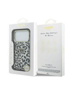 GUESS – Funda iPhone 17 Pro con MagSafe Leopardo Negro con Brillos