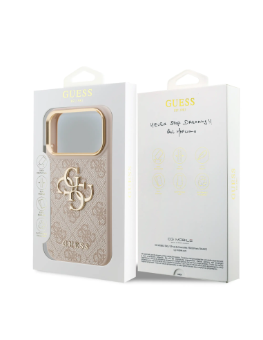 GUESS Case for iPhone 17 Pro PU Finish and 4G Logo (Pink)