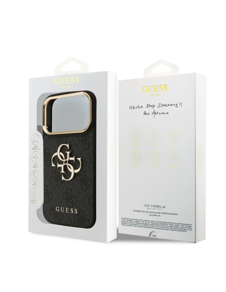 GUESS Case for iPhone 17 Pro PU Finish and 4G Logo (Black)