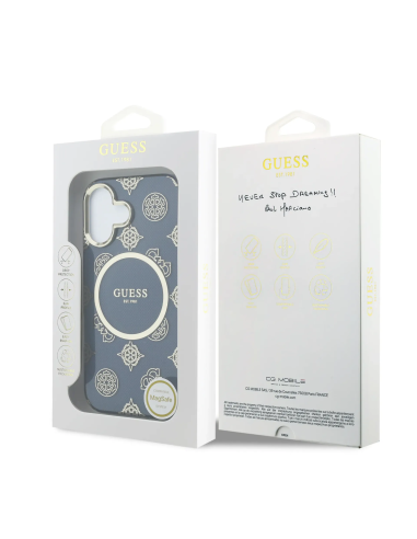 GUESS – Funda iPhone 17 Rígida Azul Multilogo