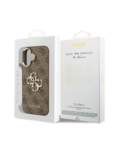 Funda GUESS para iPhone 17 efecto piel y logotipo 4G (Marrón)