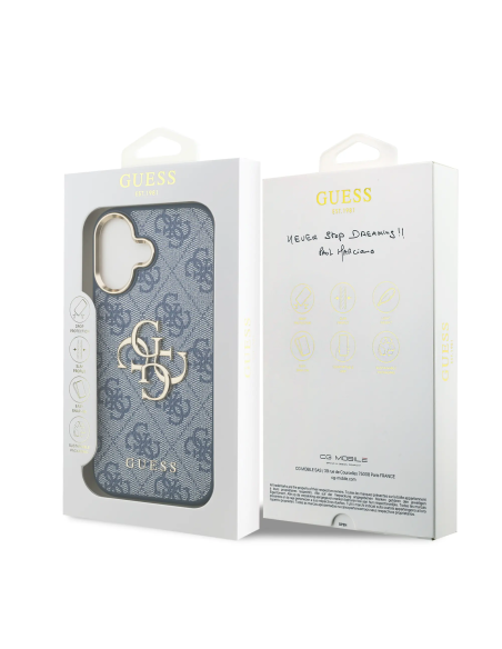 Funda GUESS para iPhone 17 efecto piel y logotipo 4G (Azul)