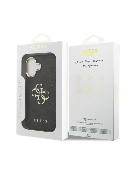 Funda GUESS iPhone 17 Polipiel con Gran Logo Dorado 4G Negra