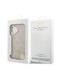 GUESS – Funda iPhone 17 en Polipiel Rosa con Logo 4G de Strass