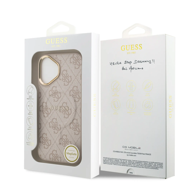 Funda GUESS iPhone 17 Polipiel Rosa con MagSafe Logo Clásico