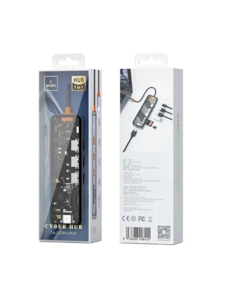 HUB USB-C 7 en 1 con HDMI, 3 USB-A, USB-C, SD Y TF Cyber