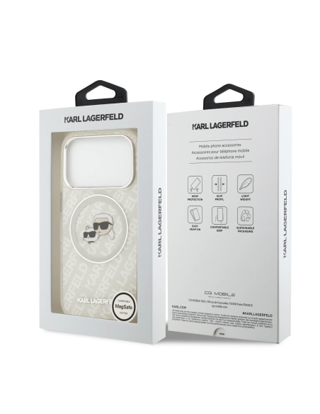 Funda KARL iPhone 17 Pro IML MagSafe con Brillo Logo K&C Gris