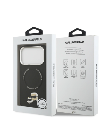Karl Lagerfeld – Funda iPhone 17 Pro en PU con MagSafe Negra y Pins K&C