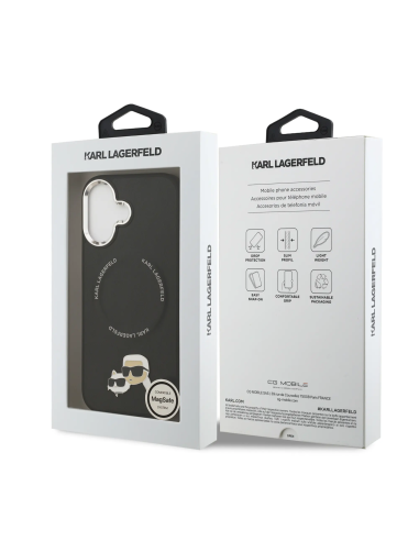 Karl Lagerfeld – Funda iPhone 17 en PU con MagSafe Negra y Pins K&C