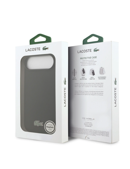 Funda LACOSTE iPhone 17 Air MagSafe PVC Petit Piqué Logo Lacado Negra