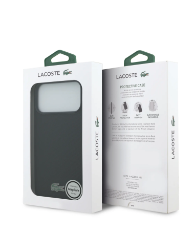 Funda LACOSTE iPhone 17 Pro Max MagSafe PVC Petit Piqué Logo Lacado Negra