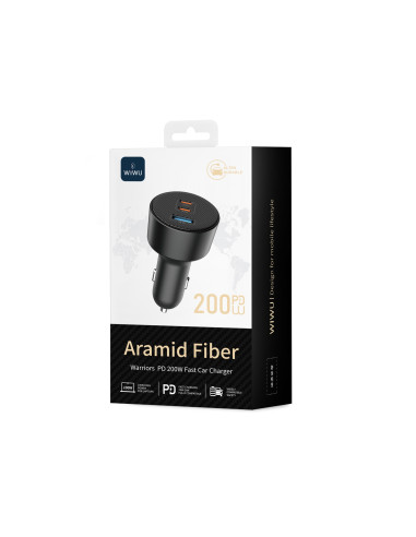 Aramid Fiber Cargador para Coche de 200W Negro