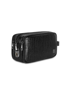 Salem Lux Travel Pouch Crocodile Pattern Black
