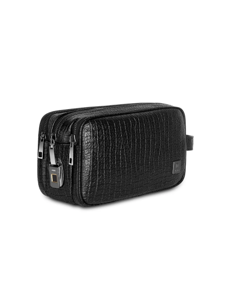 Salem Lux Travel Pouch Crocodile Pattern Black
