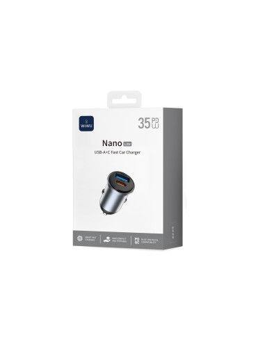 Nano Cargador para Coche de 35W (A+C), Gris