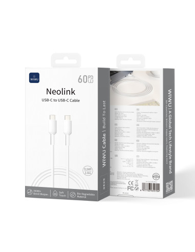 USB-C to USB-C Silicone Cable 60W Neolink White (2 m)