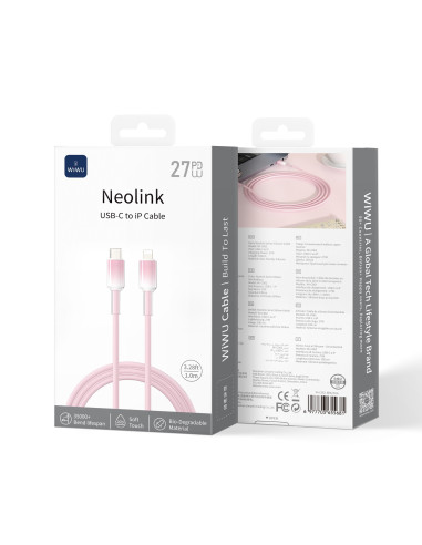 USB-C to Lightning Silicone Cable 27W Neolink Pink (1 m)