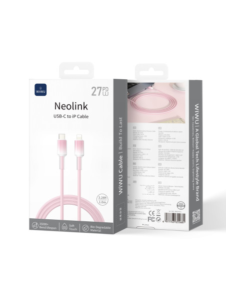 Cable USB-C a Lightning 27W Silicona Neolink Rosa (1 m)
