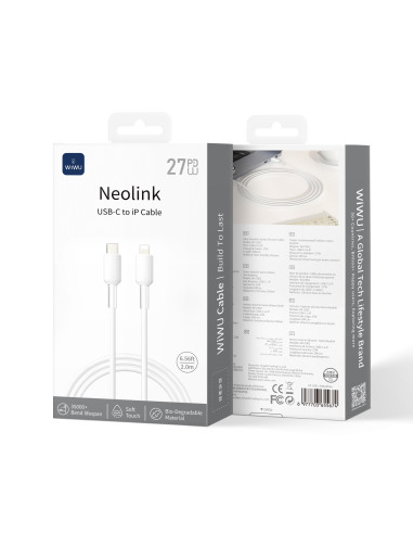Cable USB-C a Lightning 27W Silicona Neolink Blanco (2 m)