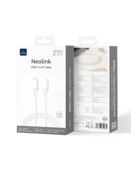 Cable USB-C a Lightning 27W Silicona Neolink Blanco (2 m)