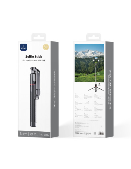 Selfie Stick with Tripod for Live Streaming Black