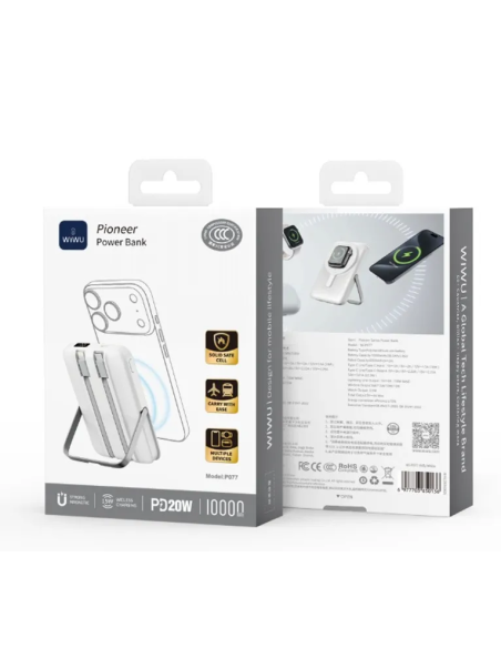 10,000mAh 3-in-1 MagSafe Power Bank with Stand Pioneer (White)