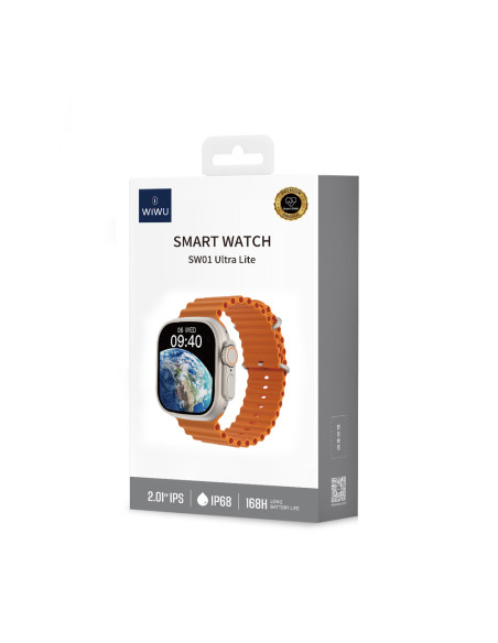 Reloj Inteligente SW01 Ultra Lite Plata + Naranja