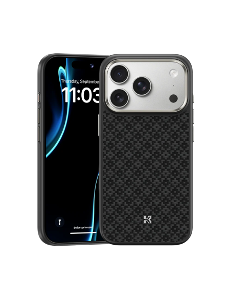 Benks ArmorPro ArmorGrid Funda Kevlar® iPhone 17 Pro/18 Pro Negro Obsidiana