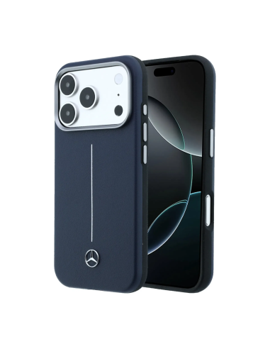 Funda Mercedes-Benz para iPhone 17 Pro/18 Pro con MagSafe, efecto cuero (Azul Marino)