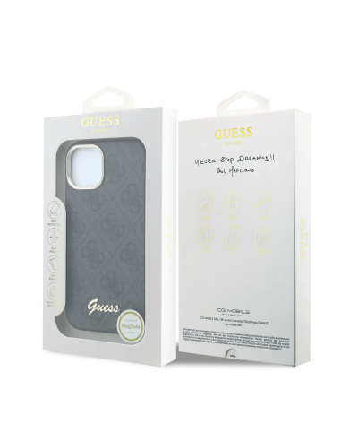 GUESS – Funda iPhone 14 de Polipiel con MagSafe Logo Guess en Relieve Negra