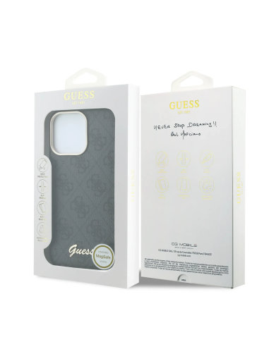 GUESS – Funda iPhone 15 Pro Max de Polipiel con MagSafe Logo Guess en Relieve Negra