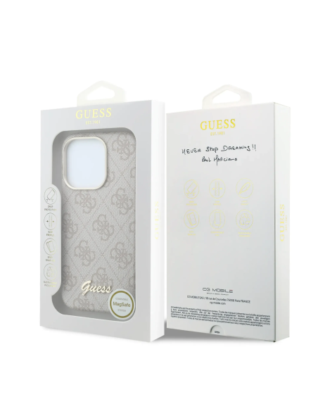 GUESS – Funda iPhone 15 Pro Max de Polipiel con MagSafe Logo Guess en Relieve Rosa
