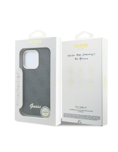 GUESS – Funda iPhone 16 Pro de Polipiel con MagSafe Logo Guess en Relieve Negra