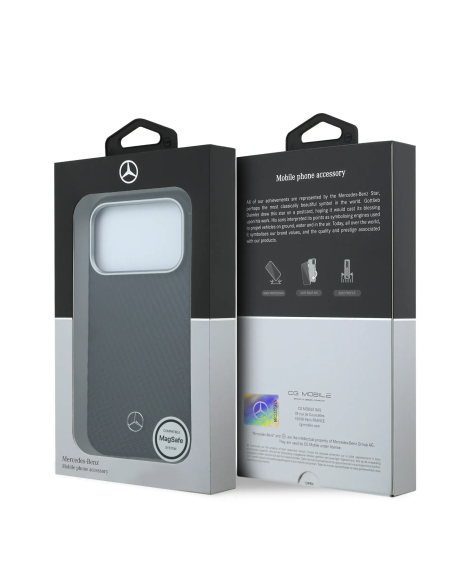 Funda Mercedes-Benz para iPhone 17 Pro/18 Pro con Magsafe y textura trenzada (Negro)