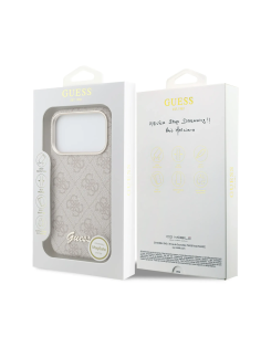 GUESS – Funda iPhone 17 Pro de Polipiel con MagSafe Logo Guess en Relieve Rosa