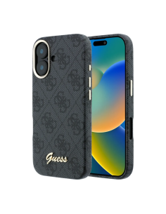 GUESS – Funda iPhone 17 de Polipiel con MagSafe Logo Guess en Relieve Negra